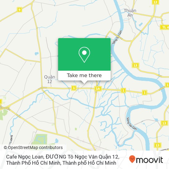 Bản đồ Cafe Ngọc Loan, ĐƯỜNG Tô Ngọc Vân Quận 12, Thành Phố Hồ Chí Minh