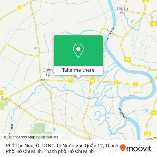 Bản đồ Phở Thu Nga, ĐƯỜNG Tô Ngọc Vân Quận 12, Thành Phố Hồ Chí Minh
