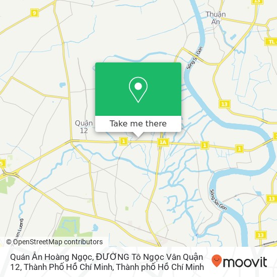 Bản đồ Quán Ăn Hoàng Ngọc, ĐƯỜNG Tô Ngọc Vân Quận 12, Thành Phố Hồ Chí Minh