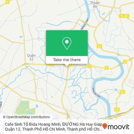 Bản đồ Cafe Sinh Tố Bida Hoàng Minh, ĐƯỜNG Hà Huy Giáp Quận 12, Thành Phố Hồ Chí Minh