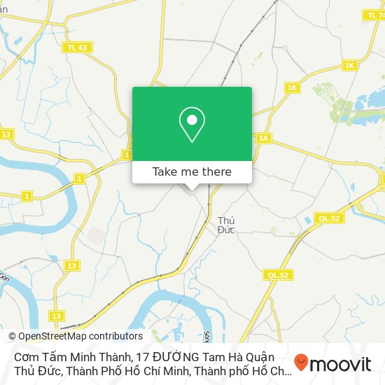 Bản đồ Cơm Tấm Minh Thành, 17 ĐƯỜNG Tam Hà Quận Thủ Đức, Thành Phố Hồ Chí Minh