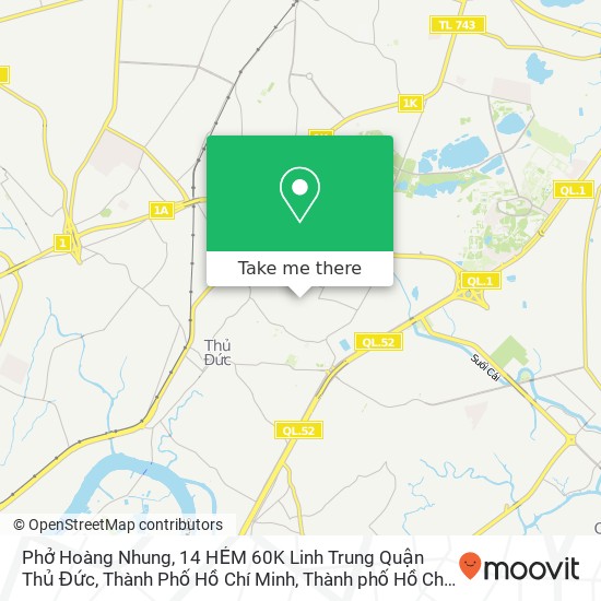 Bản đồ Phở Hoàng Nhung, 14 HẺM 60K Linh Trung Quận Thủ Đức, Thành Phố Hồ Chí Minh