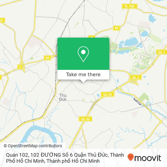 Bản đồ Quán 102, 102 ĐƯỜNG Số 6 Quận Thủ Đức, Thành Phố Hồ Chí Minh