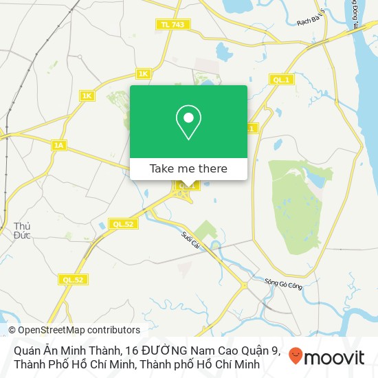 Bản đồ Quán Ăn Minh Thành, 16 ĐƯỜNG Nam Cao Quận 9, Thành Phố Hồ Chí Minh