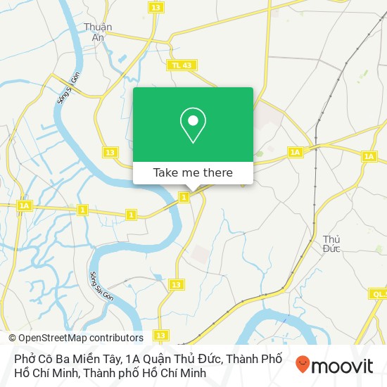 Bản đồ Phở Cô Ba Miền Tây, 1A Quận Thủ Đức, Thành Phố Hồ Chí Minh