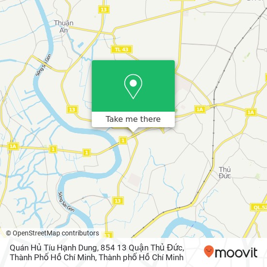 Bản đồ Quán Hủ Tíu Hạnh Dung, 854 13 Quận Thủ Đức, Thành Phố Hồ Chí Minh