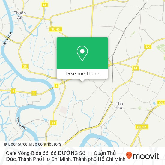 Bản đồ Cafe Võng-Bida 66, 66 ĐƯỜNG Số 11 Quận Thủ Đức, Thành Phố Hồ Chí Minh