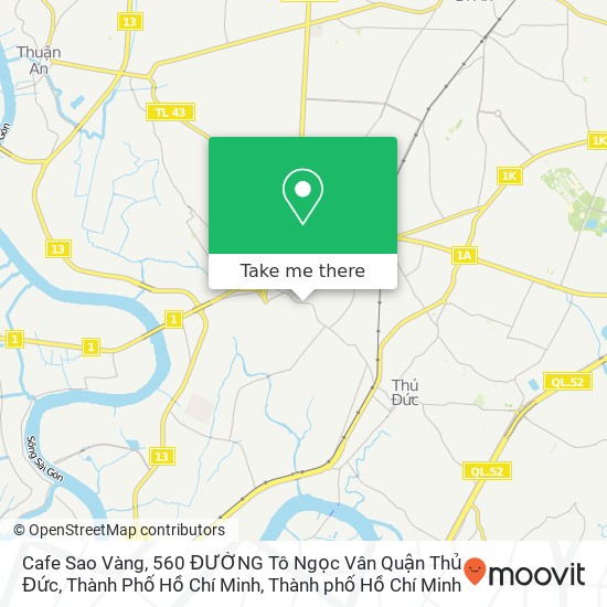 Bản đồ Cafe Sao Vàng, 560 ĐƯỜNG Tô Ngọc Vân Quận Thủ Đức, Thành Phố Hồ Chí Minh