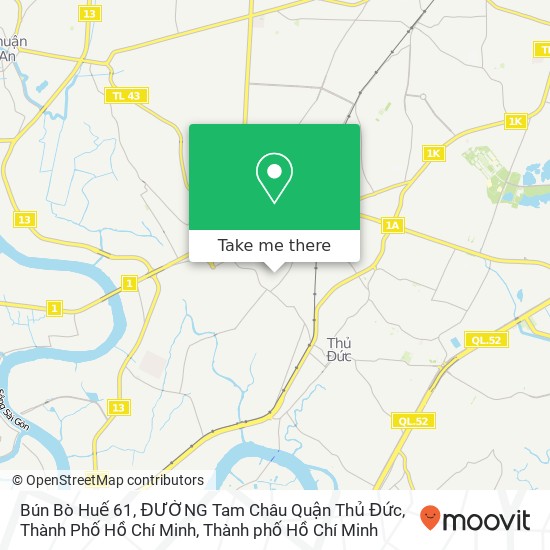 Bản đồ Bún Bò Huế 61, ĐƯỜNG Tam Châu Quận Thủ Đức, Thành Phố Hồ Chí Minh