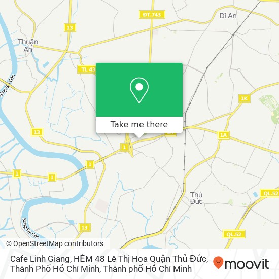 Bản đồ Cafe Linh Giang, HẺM 48 Lê Thị Hoa Quận Thủ Đức, Thành Phố Hồ Chí Minh