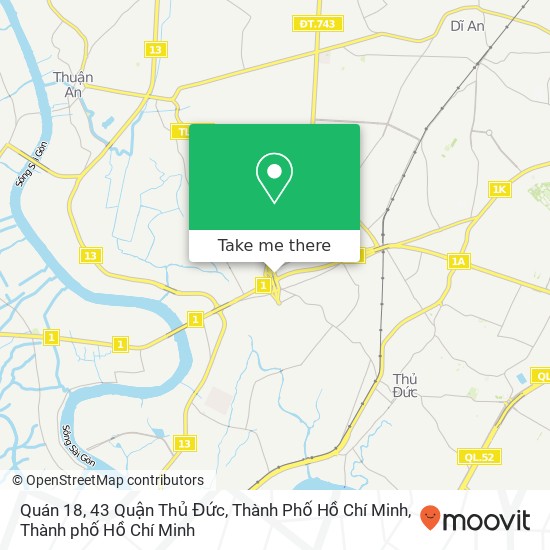 Bản đồ Quán 18, 43 Quận Thủ Đức, Thành Phố Hồ Chí Minh