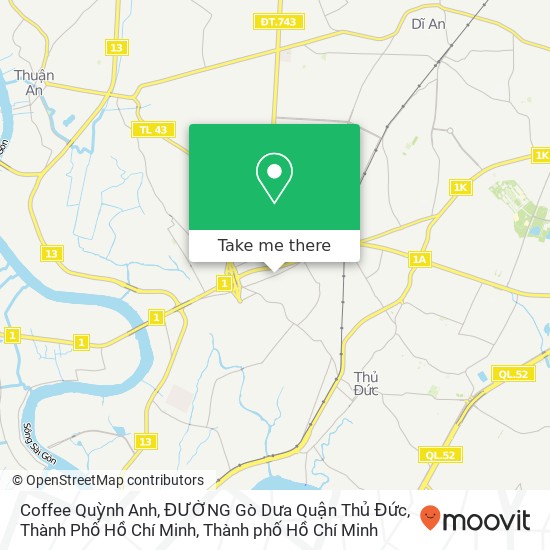 Bản đồ Coffee Quỳnh Anh, ĐƯỜNG Gò Dưa Quận Thủ Đức, Thành Phố Hồ Chí Minh