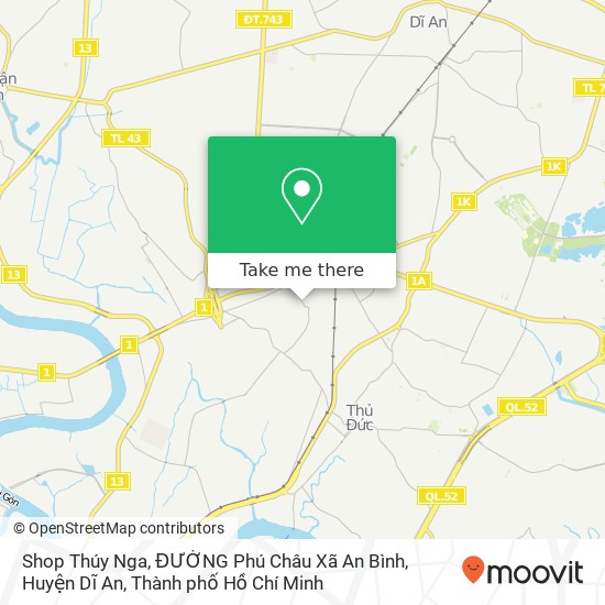 Bản đồ Shop Thúy Nga, ĐƯỜNG Phú Châu Xã An Bình, Huyện Dĩ An