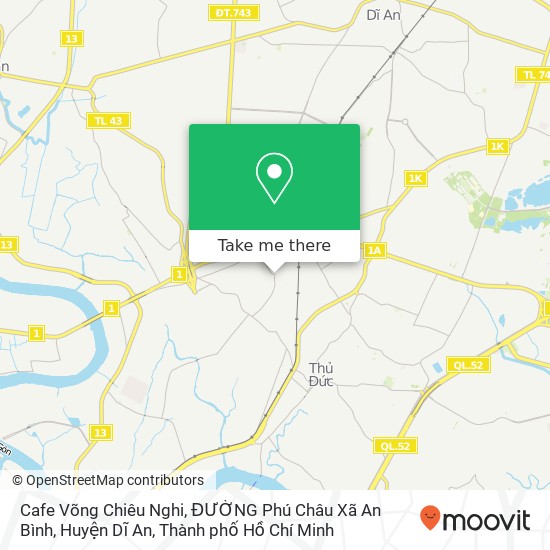Bản đồ Cafe Võng Chiêu Nghi, ĐƯỜNG Phú Châu Xã An Bình, Huyện Dĩ An