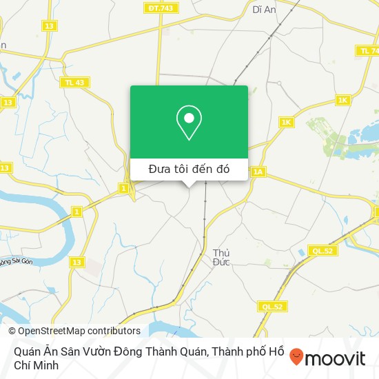 Bản đồ Quán Ăn Sân Vườn Đông Thành Quán, ĐƯỜNG Phú Châu Xã An Bình, Huyện Dĩ An