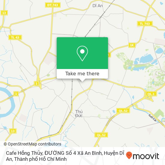 Bản đồ Cafe Hồng Thủy, ĐƯỜNG Số 4 Xã An Bình, Huyện Dĩ An