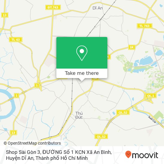 Bản đồ Shop Sài Gòn 3, ĐƯỜNG Số 1 KCN Xã An Bình, Huyện Dĩ An