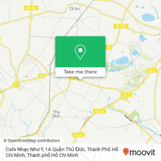 Bản đồ Cafe Nhạc Như Ý, 1A Quận Thủ Đức, Thành Phố Hồ Chí Minh