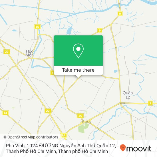 Bản đồ Phú Vinh, 1024 ĐƯỜNG Nguyễn Ảnh Thủ Quận 12, Thành Phố Hồ Chí Minh
