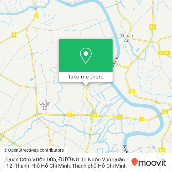 Bản đồ Quán Cơm Vườn Dừa, ĐƯỜNG Tô Ngọc Vân Quận 12, Thành Phố Hồ Chí Minh