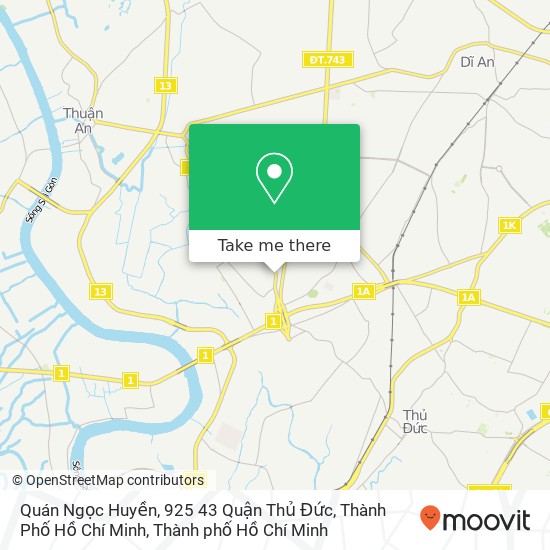 Bản đồ Quán Ngọc Huyền, 925 43 Quận Thủ Đức, Thành Phố Hồ Chí Minh