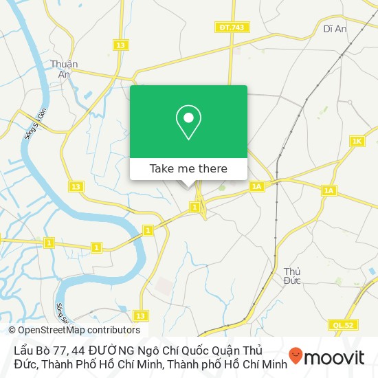 Bản đồ Lẩu Bò 77, 44 ĐƯỜNG Ngô Chí Quốc Quận Thủ Đức, Thành Phố Hồ Chí Minh