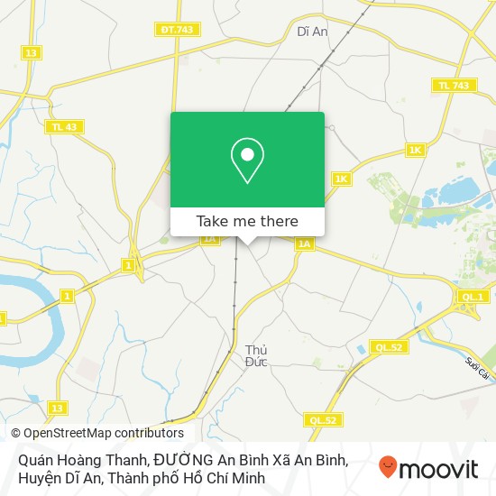 Bản đồ Quán Hoàng Thanh, ĐƯỜNG An Bình Xã An Bình, Huyện Dĩ An