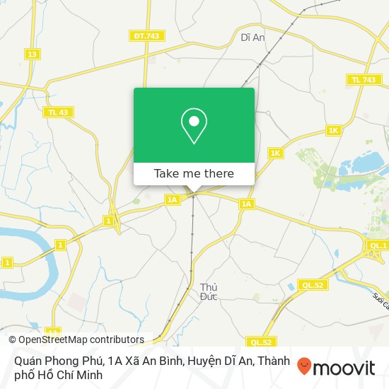 Bản đồ Quán Phong Phú, 1A Xã An Bình, Huyện Dĩ An