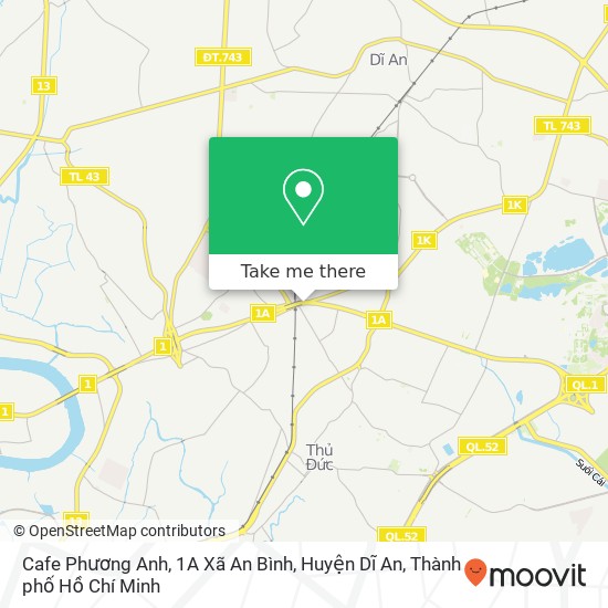 Bản đồ Cafe Phương Anh, 1A Xã An Bình, Huyện Dĩ An