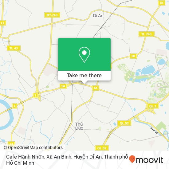 Bản đồ Cafe Hạnh Nhơn, Xã An Bình, Huyện Dĩ An