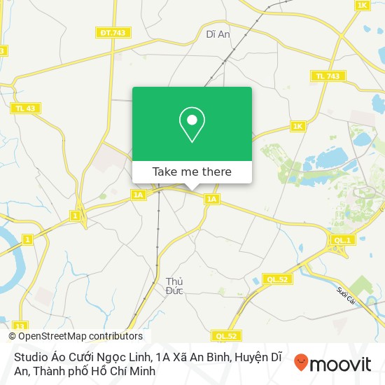 Bản đồ Studio Áo Cưới Ngọc Linh, 1A Xã An Bình, Huyện Dĩ An