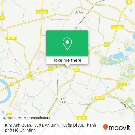 Bản đồ Kim Anh Quán, 1A Xã An Bình, Huyện Dĩ An
