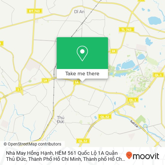 Bản đồ Nhà May Hồng Hạnh, HẺM 561 Quốc Lộ 1A Quận Thủ Đức, Thành Phố Hồ Chí Minh