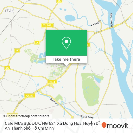 Bản đồ Cafe Mưa Bụi, ĐƯỜNG 621 Xã Đông Hòa, Huyện Dĩ An