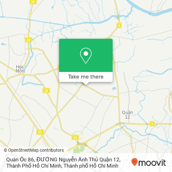 Bản đồ Quán Ốc 86, ĐƯỜNG Nguyễn Ảnh Thủ Quận 12, Thành Phố Hồ Chí Minh