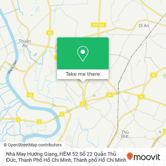 Bản đồ Nhà May Hương Giang, HẺM 52 Số 22 Quận Thủ Đức, Thành Phố Hồ Chí Minh