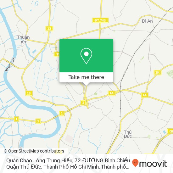 Bản đồ Quán Cháo Lòng Trung Hiếu, 72 ĐƯỜNG Bình Chiểu Quận Thủ Đức, Thành Phố Hồ Chí Minh