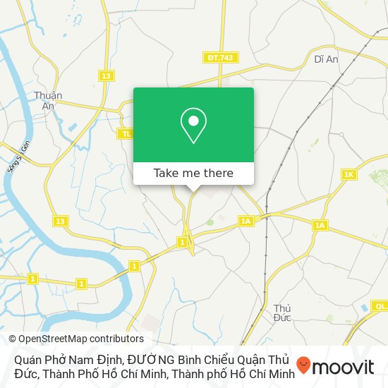 Bản đồ Quán Phở Nam Định, ĐƯỜNG Bình Chiểu Quận Thủ Đức, Thành Phố Hồ Chí Minh