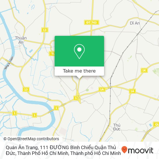 Bản đồ Quán Ăn Trang, 111 ĐƯỜNG Bình Chiểu Quận Thủ Đức, Thành Phố Hồ Chí Minh