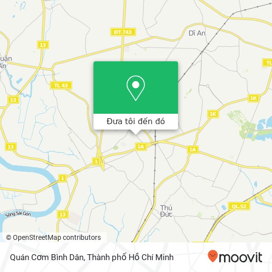 Bản đồ Quán Cơm Bình Dân, 190 ĐƯỜNG Lê Thị Hoa Quận Thủ Đức, Thành Phố Hồ Chí Minh