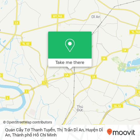 Bản đồ Quán Cầy Tơ Thanh Tuyền, Thị Trấn Dĩ An, Huyện Dĩ An
