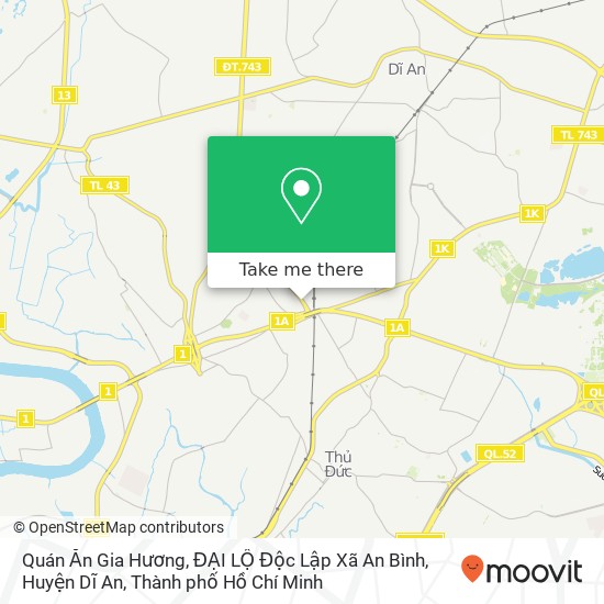 Bản đồ Quán Ăn Gia Hương, ĐẠI LỘ Độc Lập Xã An Bình, Huyện Dĩ An