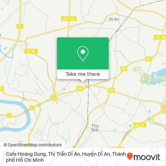 Bản đồ Cafe Hoàng Dung, Thị Trấn Dĩ An, Huyện Dĩ An