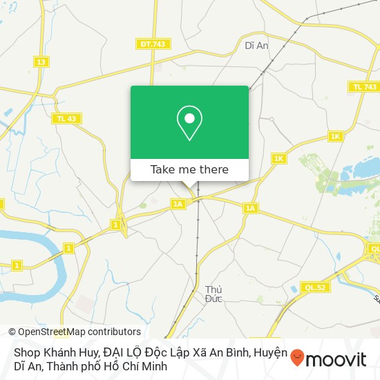 Bản đồ Shop Khánh Huy, ĐẠI LỘ Độc Lập Xã An Bình, Huyện Dĩ An