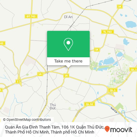 Bản đồ Quán Ăn Gia Đình Thanh Tâm, 106 1K Quận Thủ Đức, Thành Phố Hồ Chí Minh