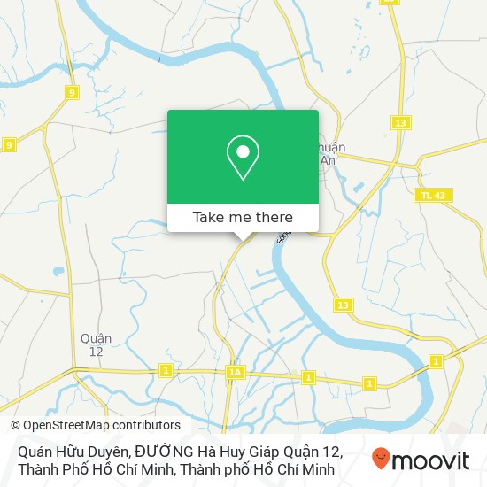 Bản đồ Quán Hữu Duyên, ĐƯỜNG Hà Huy Giáp Quận 12, Thành Phố Hồ Chí Minh