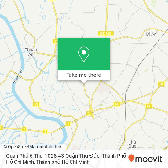 Bản đồ Quán Phở 6 Thu, 1028 43 Quận Thủ Đức, Thành Phố Hồ Chí Minh