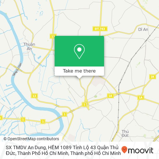 Bản đồ SX TMDV An Dung, HẺM 1089 Tỉnh Lộ 43 Quận Thủ Đức, Thành Phố Hồ Chí Minh