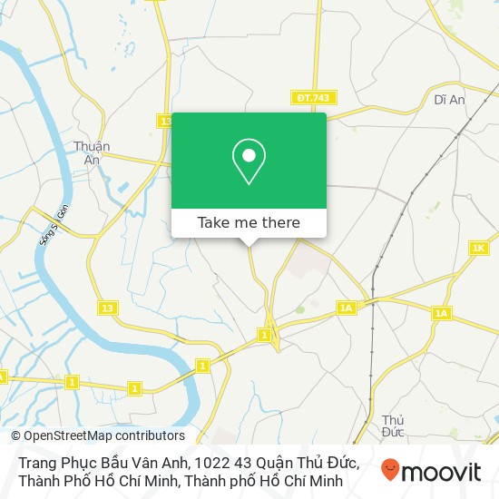 Bản đồ Trang Phục Bầu Vân Anh, 1022 43 Quận Thủ Đức, Thành Phố Hồ Chí Minh