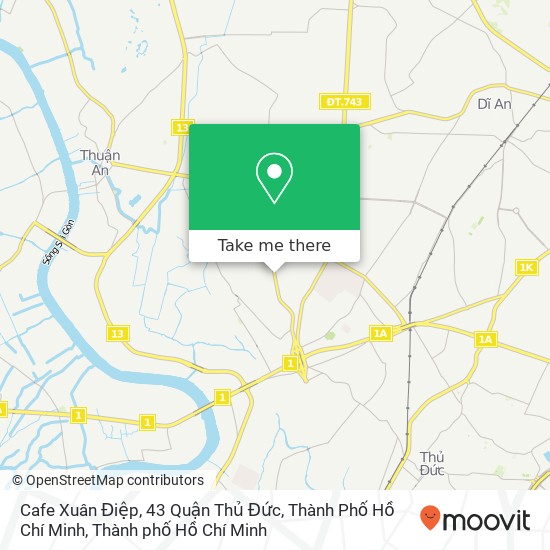 Bản đồ Cafe Xuân Điệp, 43 Quận Thủ Đức, Thành Phố Hồ Chí Minh